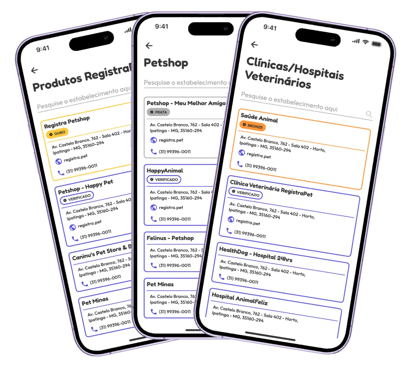 Imagem celular listando estabelecimentos em ordem